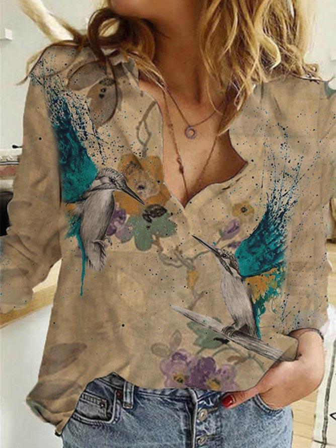 Women's Casual Loose Print Element Blouse
