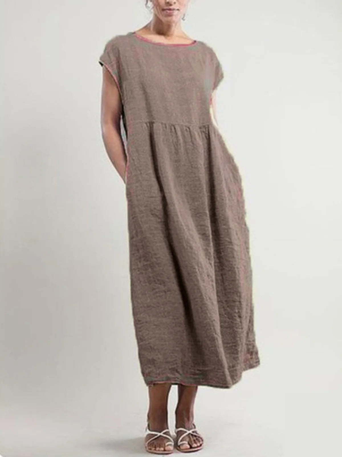 Women's Round Neck Short Sleeve Maxi Dress