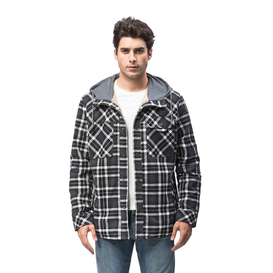 Men's Coat Jacket Casual Thicken Long Sleeve Plaid Shirt Jacket