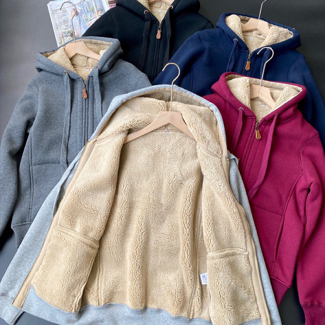 Unisex Thick Sherpa Hoodie Jacket