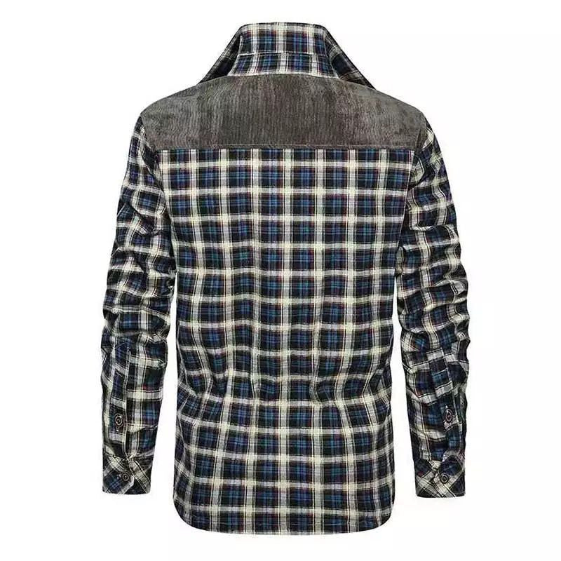 Winter Sherpa Lined Plaid Flannel Shirt Jacket For Men
