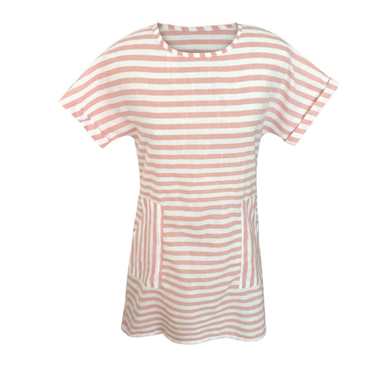 Women's Round Neck Stripe Stitching Dress