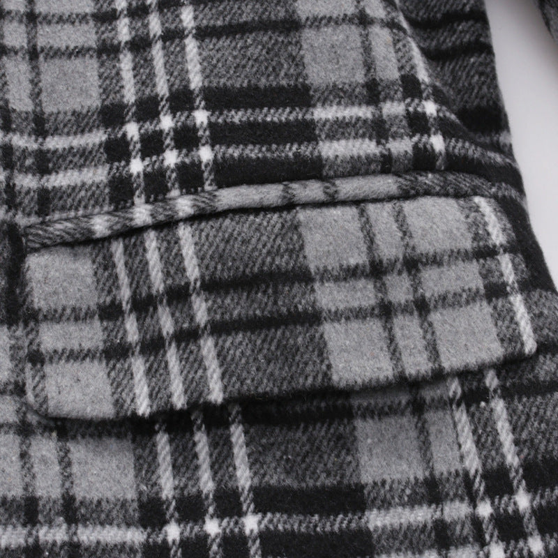 Double-Breasted Casual Slim Plaid Men's Leisure Blazer