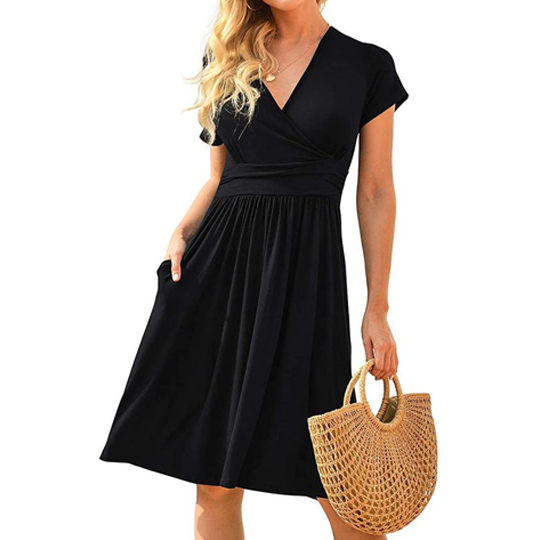 Women's Print Loose Short Sleeve Pocket Dress
