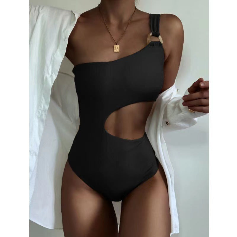 One-Shoulder Sleeveless One-Piece Swimsuit main image 1