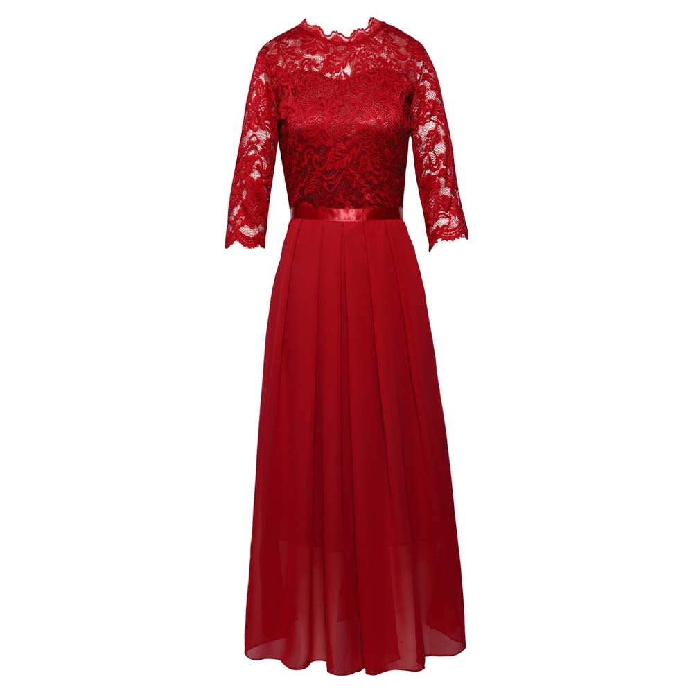 Women's Long Sleeve Lace Evening Dress Maxi Dress – byshoppy
