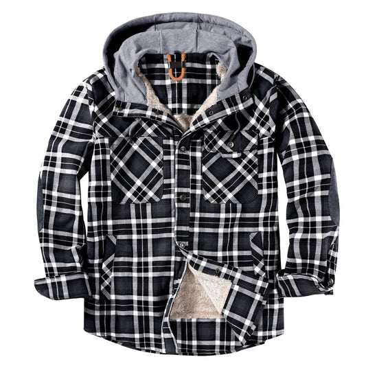 Men's Sherpa Lined Jacket Plaid Flannel Shirt Jacket