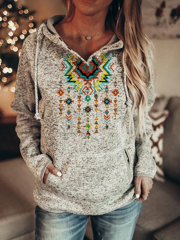 Ethnic Pattern Printed Women's Sweatshirt