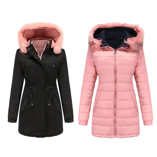 Reversible Wear Detachable Fur Collar Detachable Hat Women Jacket