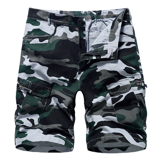 Men's Cargo Shorts Straight Camo Pocket Zippered Casual Pants