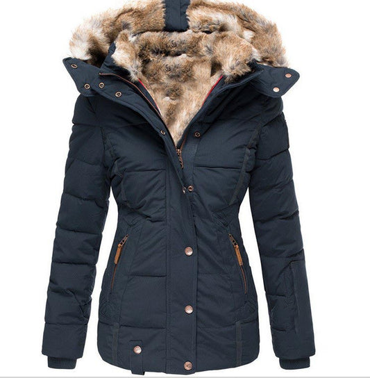 Women's Coat Fur Collar Mid-length Warm Jacket