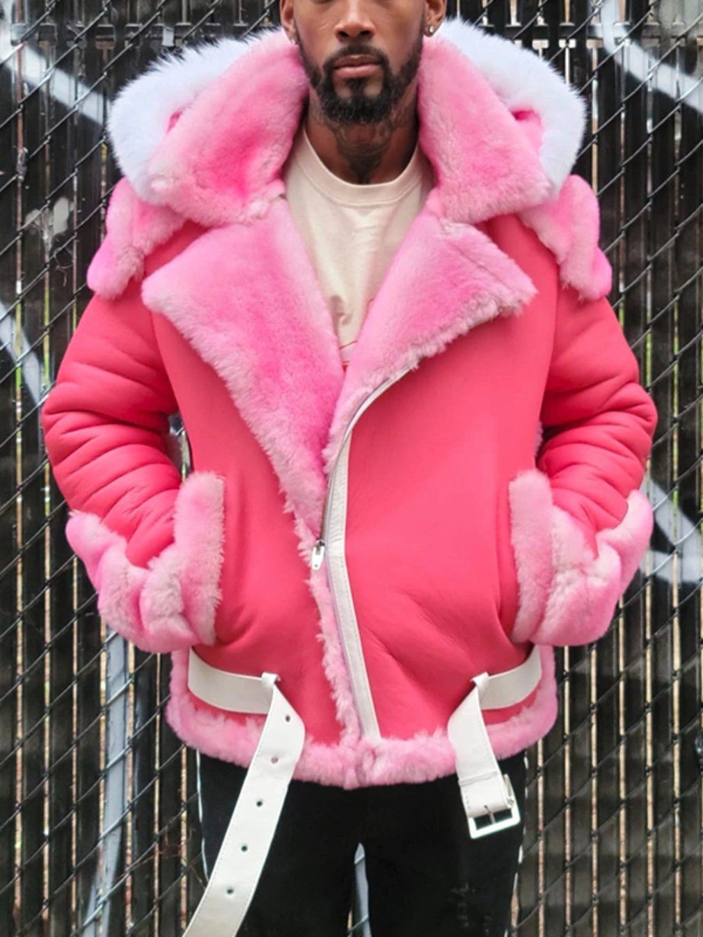 Short Plush coat Hooded Men's Jacket