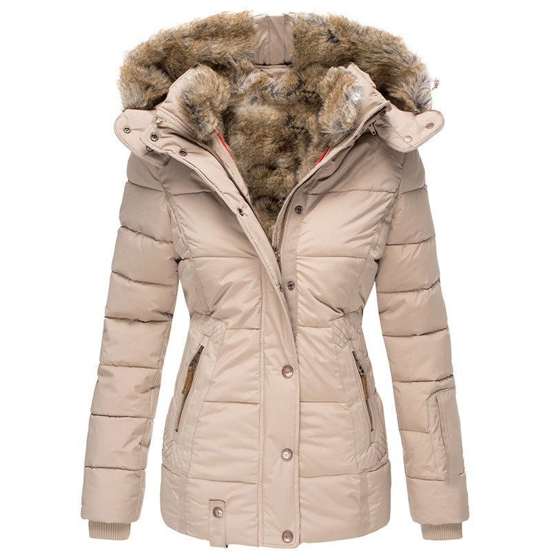 Women's Coat Fur Collar Mid-length Warm Jacket