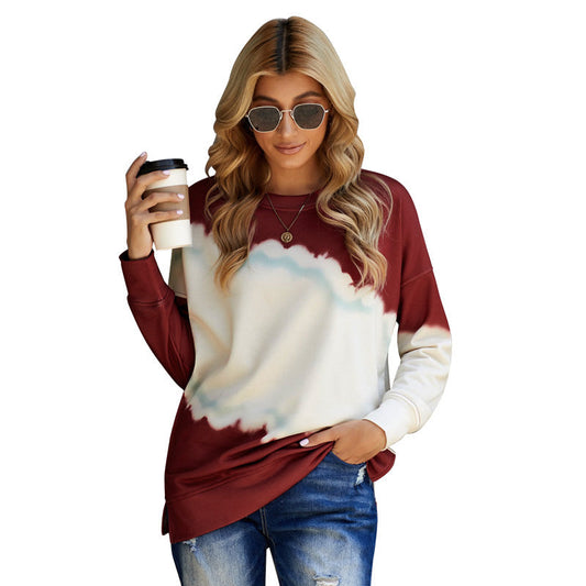 Women's Fashion Pentagram Sweatshirt Tie Dye Round Neck Long Sleeves