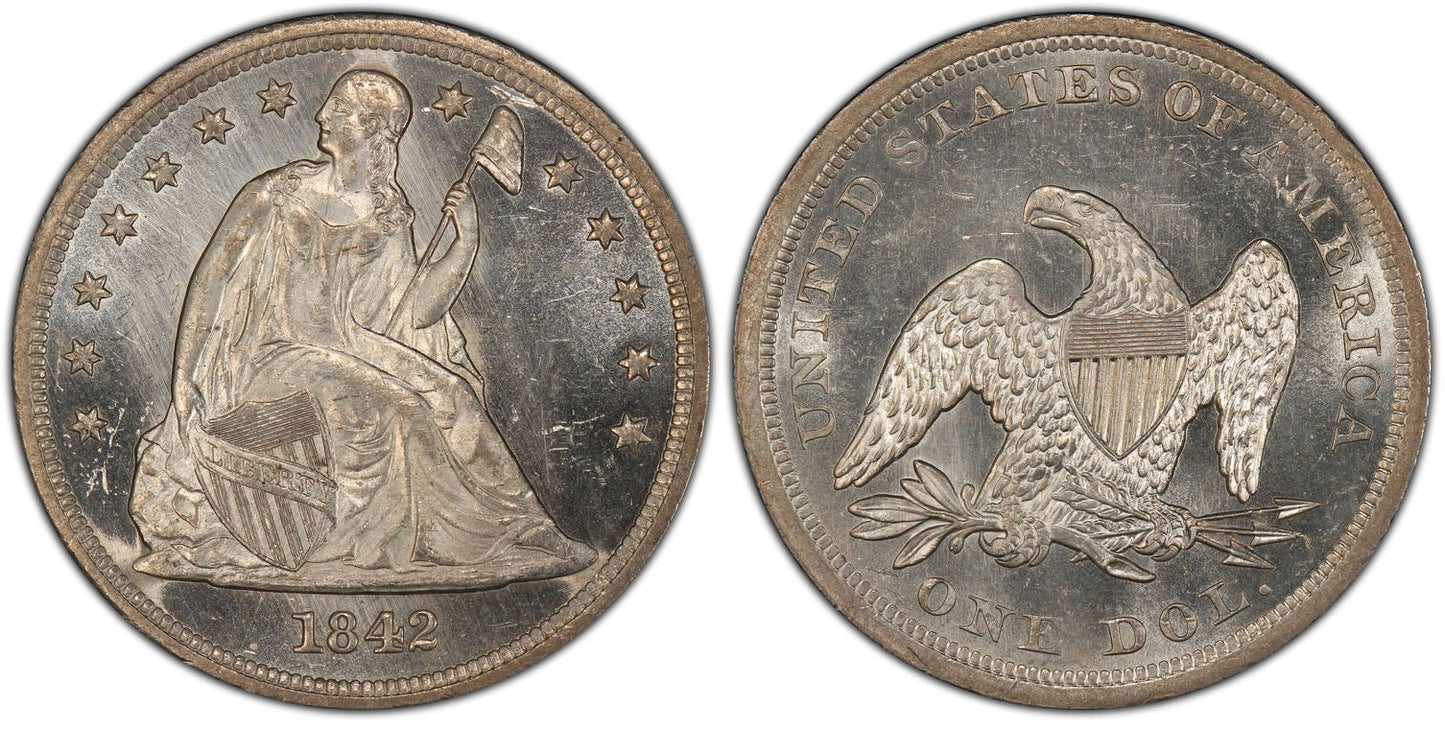 1842 Seated Liberty Silver $1 Dollar