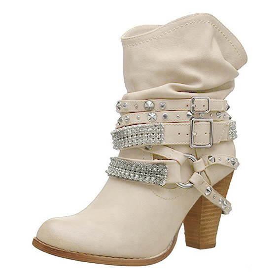 Women's Retro Shiny Rivets Punk Casual Boots Winter Boots