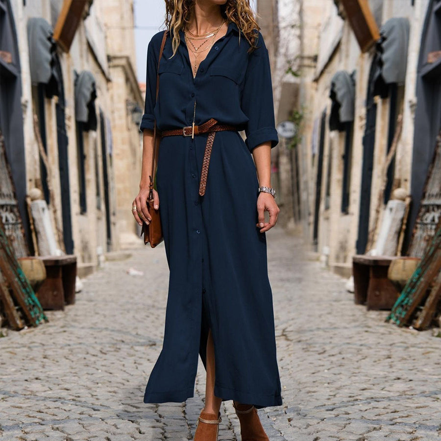 Women's Solid Color Long Dress Casual Diagonal Collar Sleeveless Slim One Shoulder Dress