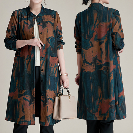 Retro Elegant Tie-Dye Midi Jacket For Women