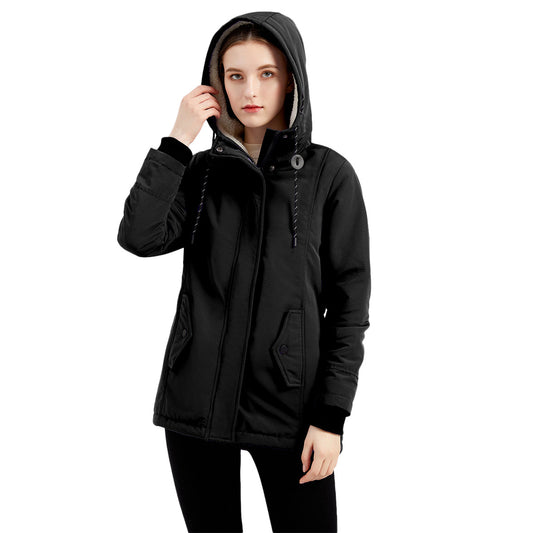 Women's Sherpa Cotton Casual Hooded Jacket