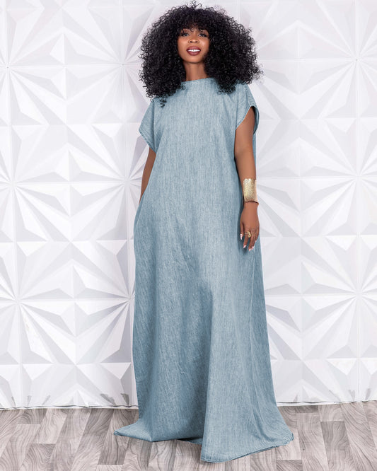 Women's Retro Loose Deep V Backless Dress