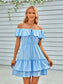 Women's Ruffled Shoulder Solid Dress