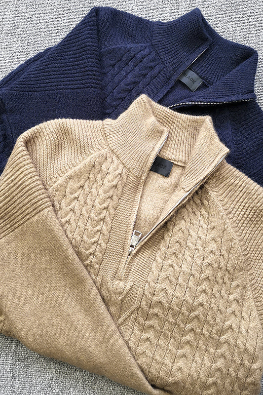 Men's Stand Collar Zipper Sweater