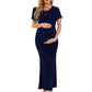 Women's Round Neck Short Sleeve Maternity Max Dress