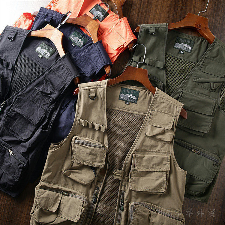 M-7XL Men's Outdoor Stand Collar Multi Pocket Vest