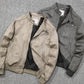 Men's Stand Collar Leather Fleece Fall Pocket Jacket