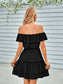 Women's Ruffled Shoulder Solid Dress