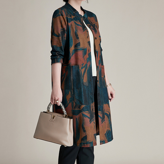 Retro Elegant Tie-Dye Midi Jacket For Women