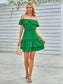 Women's Ruffled Shoulder Solid Dress