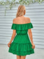 Women's Ruffled Shoulder Solid Dress