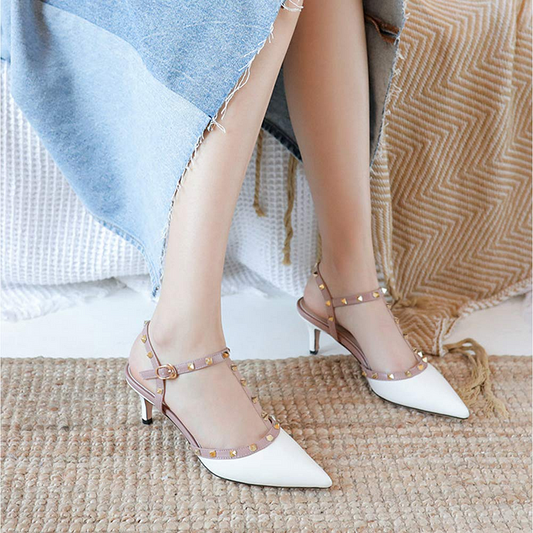 2.36'' Kitten Heels Strap Sandals for Women Slingback Pumps Closed Toe Sandals