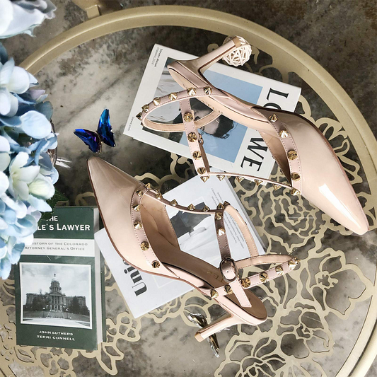 2.36'' Kitten Heels Strap Sandals for Women Slingback Pumps Closed Toe Sandals