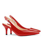 60mm Women's Pointed Toe Slingback Shoes Kitten Heel Red Bottom Pumps Comfortable Dress Patent