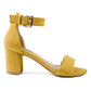 65mm Women's Open Toe High Heel Ankle Strap Suede Chunky Heels Sandals