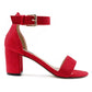 65mm Women's Open Toe High Heel Ankle Strap Suede Chunky Heels Sandals