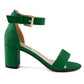 65mm Women's Open Toe High Heel Ankle Strap Suede Chunky Heels Sandals