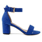 65mm Women's Open Toe High Heel Ankle Strap Suede Chunky Heels Sandals