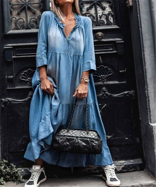 Women's Casual Denim Maxi Dress