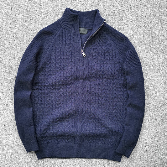 Men's Stand Collar Zipper Sweater