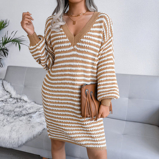 Women's Striped Mini Knit Dress