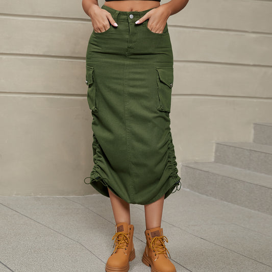Denim Casual Midi Skirt Woman