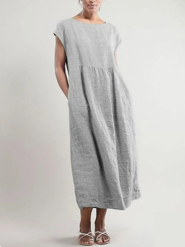 Women's Round Neck Short Sleeve Maxi Dress