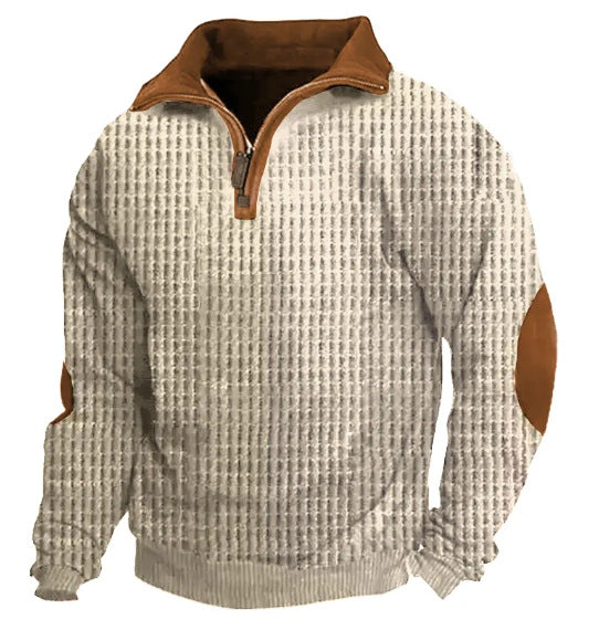 Men's Vintage Lapel Zip Sweatshirt