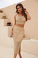 Women Diamond Striped Vest And Long Skirt Two Piece Set