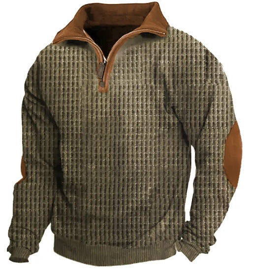 Men's Vintage Lapel Zip Sweatshirt