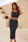 Women Diamond Striped Vest And Long Skirt Two Piece Set