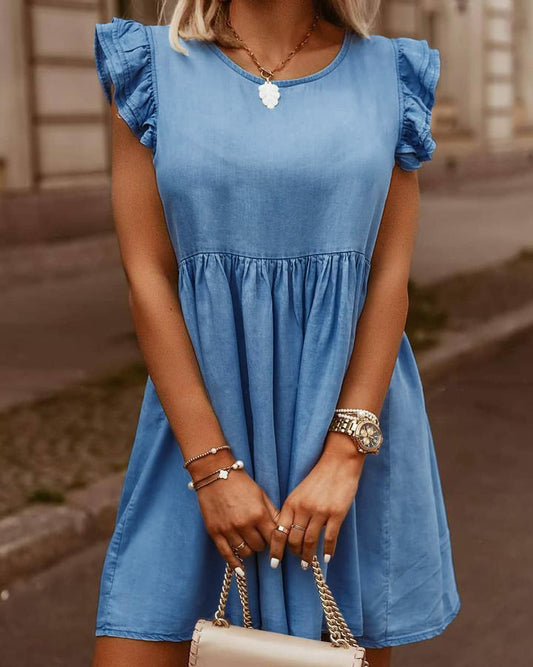 Women's Denim Short Sleeve Mini Dress